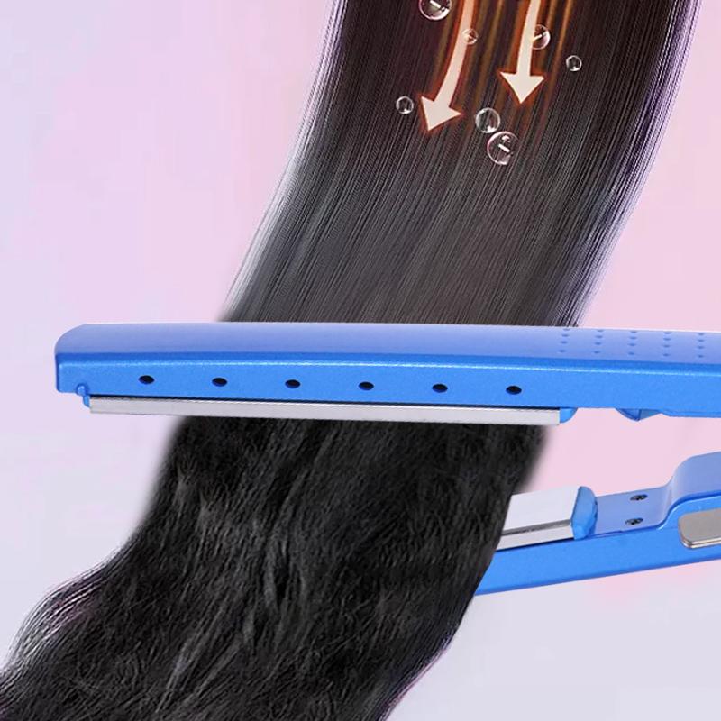 YMUB Ceramic Flat Iron, Flat Iron For A Smooth Finish, Ceramic Floating Plates,Quick Heat Up,Iron Blue