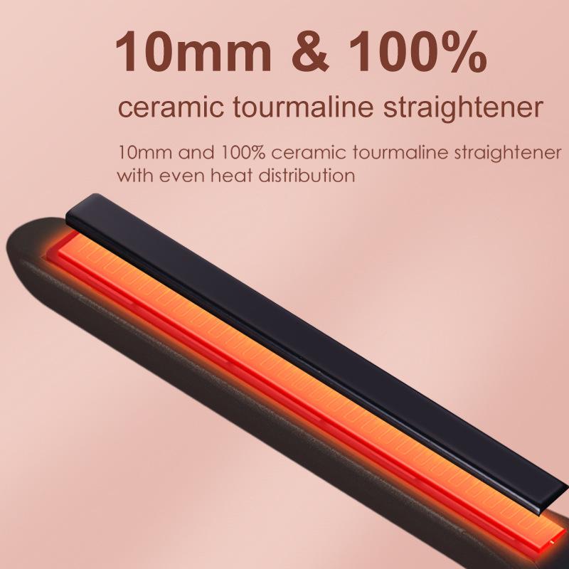 2-in-1 Hair Curler and Straightener with Tourmaline Heating Plate and LED Display - Smooth Comfort Styling Tool