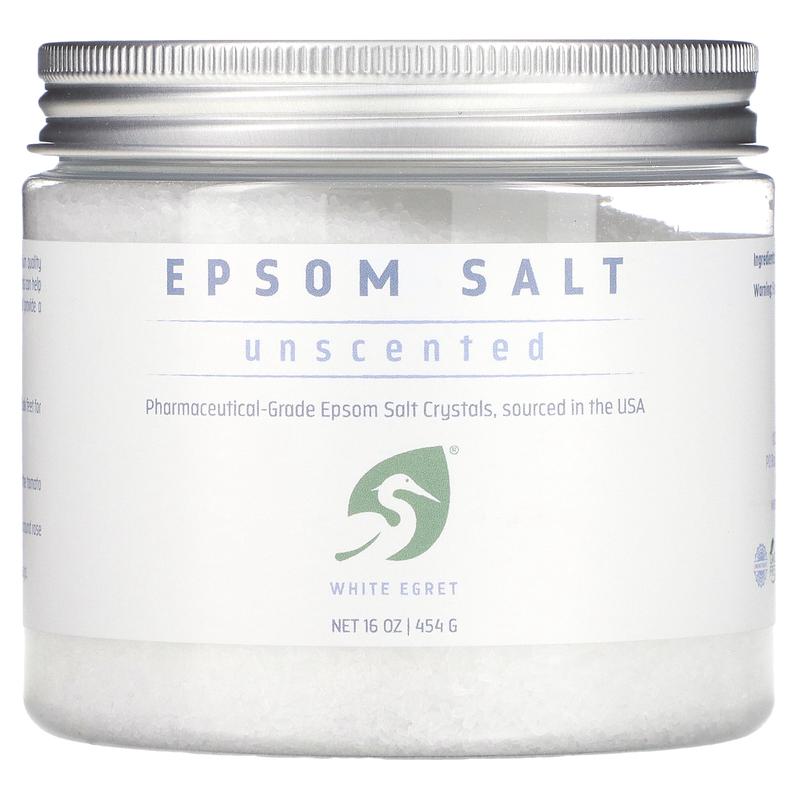 White Egret Personal Care Epsom Bath Salt, Unscented, 16 oz (454 g)