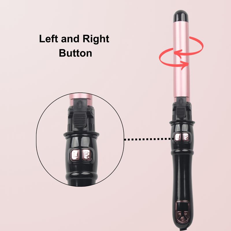 Rotating Curling Iron 1.1 inch Automatic Hair Curler for Beach Waves, Professional Tourmaline Ceramic Auto Curling Wand with 30s Heat-up Comfort