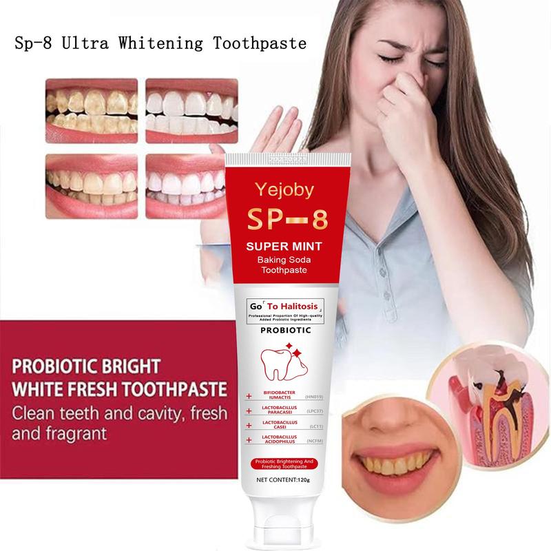 [Only $10.99!!!] SP-8 Probiotic Toothpaste, Free of Fluoride, Hydroxyapatite, Anti plaque, Oral Health Management triple whitening,SP-8,SP-6,SP8,SP6