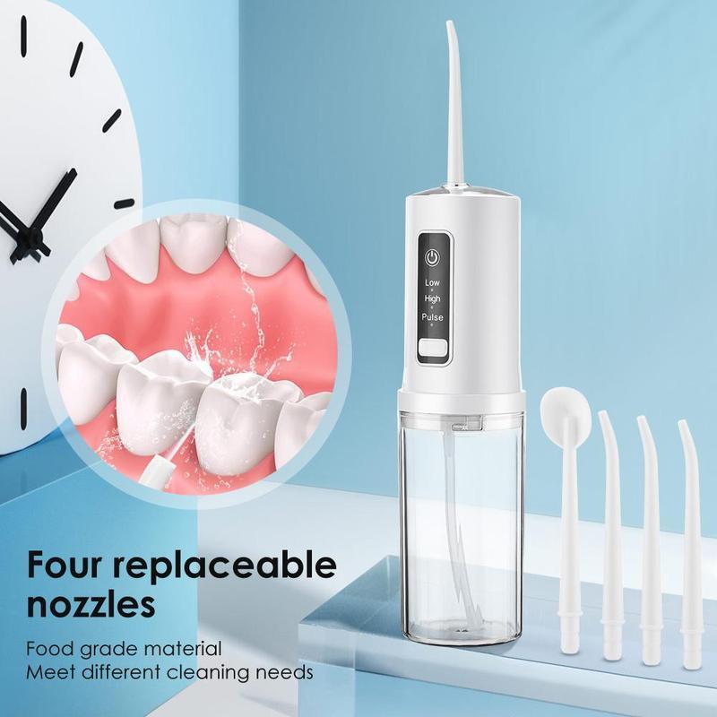 Portable Rechargeable Oral Irrigator, 1 Set Electric High-pressure Oral Irrigator with 4 Counts Nozzles, Water Flosser for Home & Travel