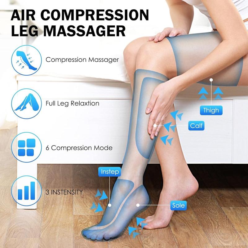 TOLOCO Leg Massager, Leg Massager with Air Compression for Circulation, Relaxation and Pain Relief with 6 Modes 3 Vibration, Perfect Present for Man Woman Family, Thanksgiving, Christmas, New Year Gift