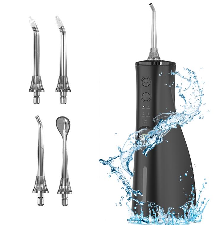 Water Dental Flosser Pick for Teeth 5 Modes Cordless Portable Teeth Cleaner Electric Oral Irrigator 300 ML Tank 5 Jet Tips IPX7 Waterproof Waterflosser Flossing Cleaning Picks for Home and Travel