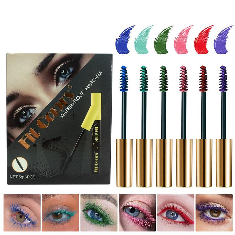 Waterproof Long Lasting Mascara, 6 Counts Colorful Curl Eyelashes Mascara, Eyelashes Lengthening Volumizing Defining, Professional Eye Makeup Products