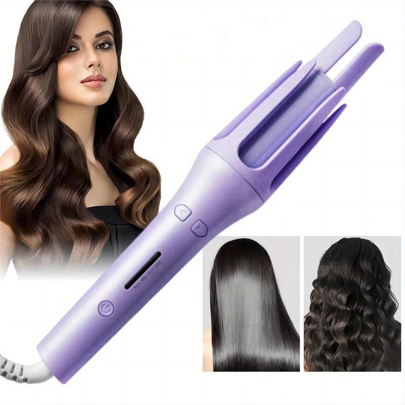 Rotating curling iron, double ceramic, with 4 temperatures automatic curling iron for long hair, automatic curling iron with ceramic barrel