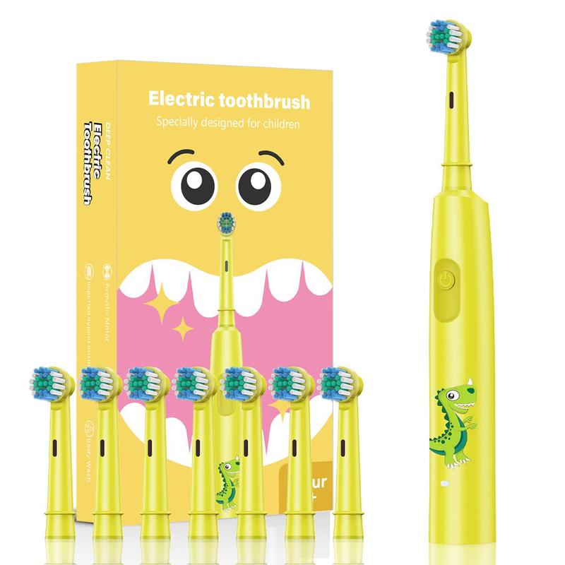 Rotating Electric Toothbrush, 1 Box USB Rechargeable Toothbrush with 8 Counts Replacement Brush Heads, Oral Care Product for Kids, Christmas Gift