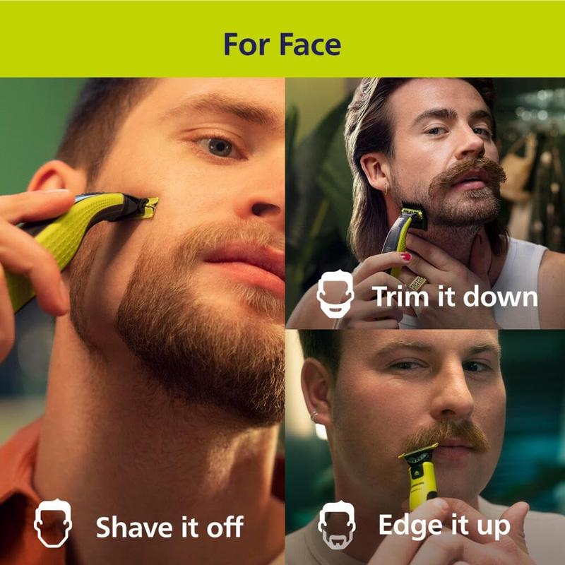 Philips Norelco OneBlade 360 Face, Hybrid Electric Beard Trimmer and Shaver with 5-in-1 Face Stubble Comb, Frustration Free Packaging, QP2724 90