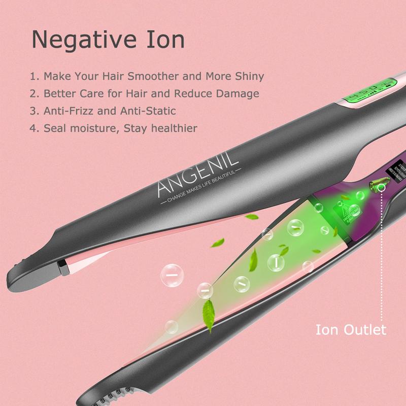 ANGENIL Electric Heated Rotating Hair Curling Iron, 2 In 1 Straightener with Lcd Display for All Hair Types, Curling Irons, Summer Portable Hair Styling Tools, Christmas, Fall, Winter Gift, Christmas Gift, Hair Curler