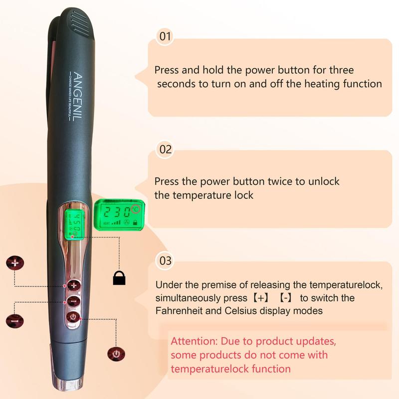 ANGENIL Electric Heated Rotating Hair Curling Iron, 2 In 1 Straightener with Lcd Display for All Hair Types, Curling Irons, Summer Portable Hair Styling Tools, Christmas, Fall, Winter Gift, Christmas Gift, Hair Curler