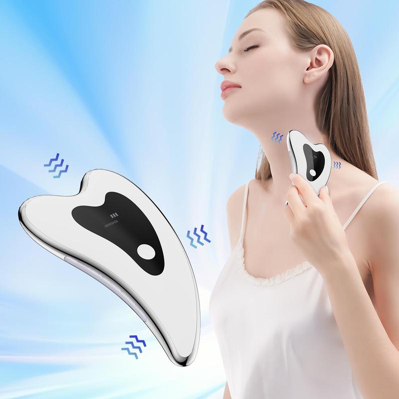 Full Body Massager, Rechargeable Gua Sha Board, Skin Care, Vibrating Heat Compress Face and Neck Scraping Instrument Face Scraping Massager, Face Eyes Neck Body Scraping Beauty Instrument, Holiday Gift