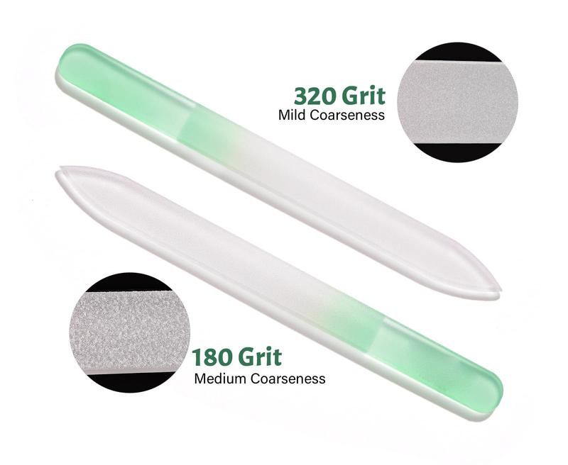 Czech Glass Nail File - Smooth and Precise Finish for Manicure and Pedicure Nail Care Case - Women Girls Gifts, Light Green