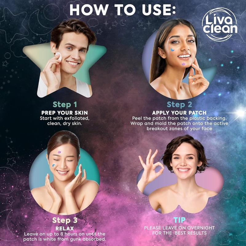 LivaClean 240 CT Holographic Cute Acne Patches - Space Edition w Salicylic Acid & Tea Tree Oil for Face Acne Patches All Skin Types Paraben Free Skincare Pimple Gentle Hydrocolloid Pore Redness Skin Repair