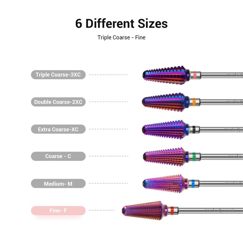 MelodySusie Professional Tornado Nail Drill Bits, 3 32'' Carbide Tungsten Multi-function Bits, Suitable for Manicure Pedicure Cuticle Gel Polishing, Salon Bits, Purple, Series Bit-X, Fine Nail Care Nail Art