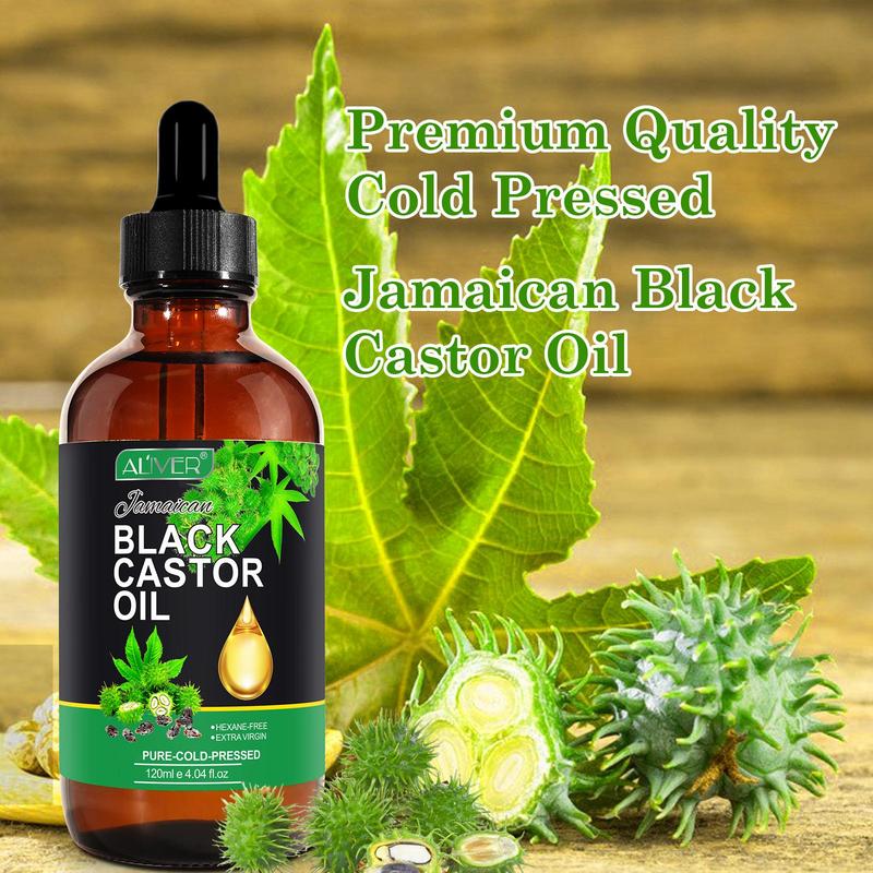 Aliver Jamaican Black Castor Oil, Castor Oil Organic Cold Pressed Unrefined (120ml）