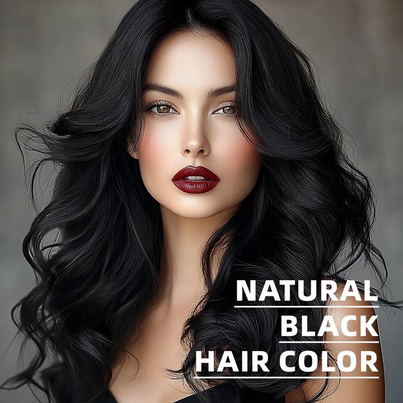 GKV Black Hair Dye Shampoo Set Instant 3 in 1 +99.99% Grey Coverage - Herbal Ingredients