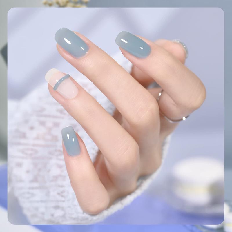 GAOY Gel Nail Polish Kit, 3 Colors 16ml Jelly Nude Milky White Blue Gray, Sheer Soak Off UV Gel Polish Set - Cloudy Coast