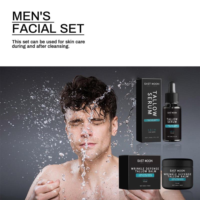 Men's Facial Skincare Kit, 1 Set Moisturizing Facial Serum & Facial Cream, Facial Skin Care Product For Men