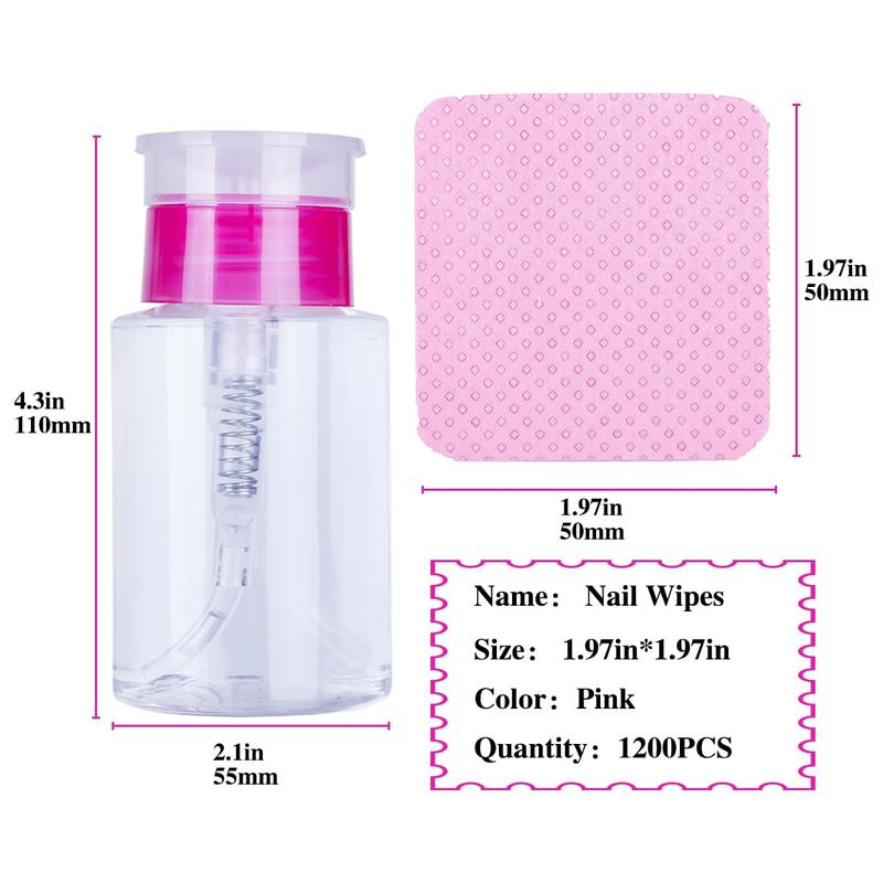 Biutee lint free nail wipes with dispenser Cleaner Bottle Set Pump Dispenser Push Down Cleanser Bottle Disposable Super Absorbent Soft Non-Woven