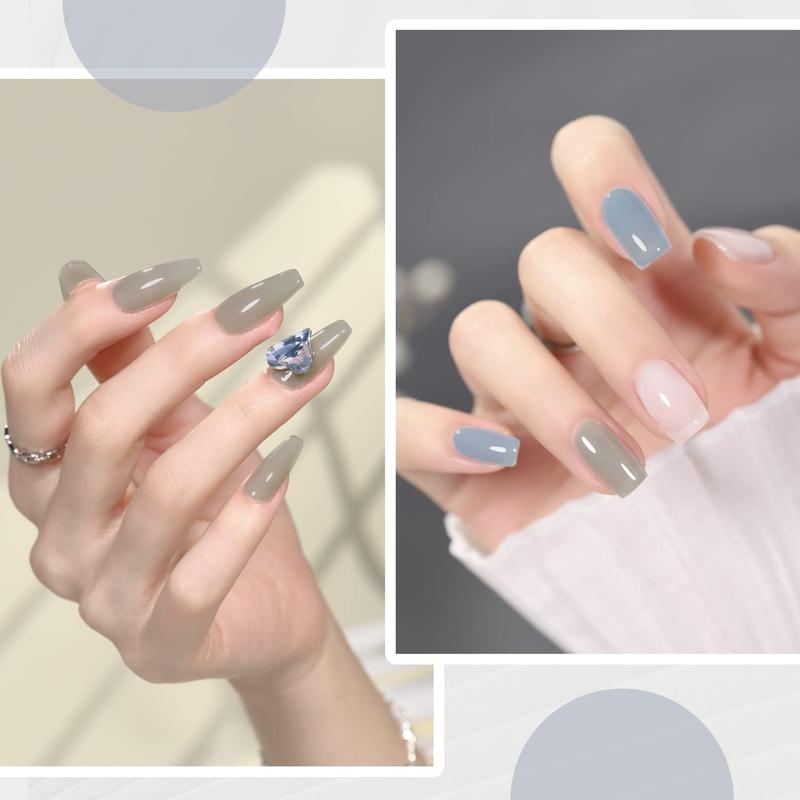 GAOY Gel Nail Polish Kit, 3 Colors 16ml Jelly Nude Milky White Blue Gray, Sheer Soak Off UV Gel Polish Set - Cloudy Coast