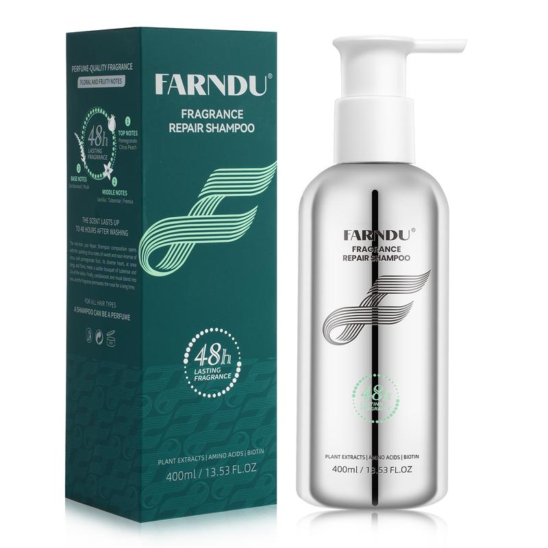 FARNDU Repair Shampoo - Biotin & Plant Extracts, Hair Thickening, Promote Hair Growth, Prevent Hair Loss Cleansing, 48H Lasting Fragrance, For All Hair Types, For All Gender, Moisturizes, Damaged Hair Repair, Sulfate Free, 13.53 fl. oz