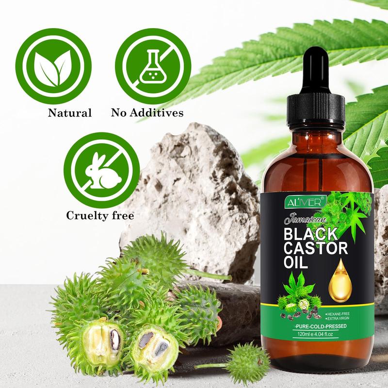 Aliver Jamaican Black Castor Oil, Castor Oil Organic Cold Pressed Unrefined (120ml）