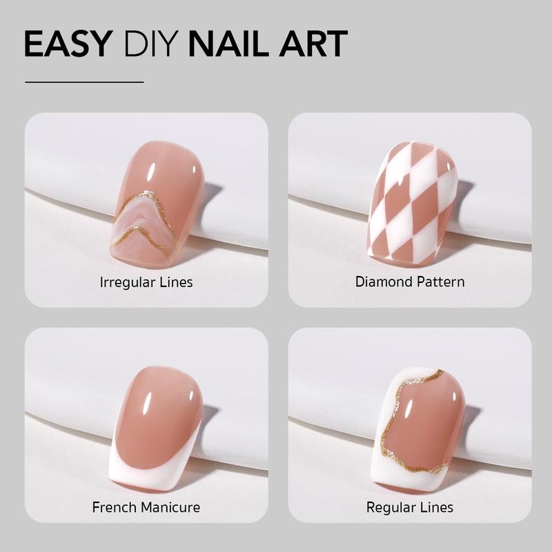 GAOY White Swirl Gel Nail Polish Art Liner, 8ml Classic Colors for Nail Paint Design with Thin Brush DIY French Manicure and Pedicure at Home