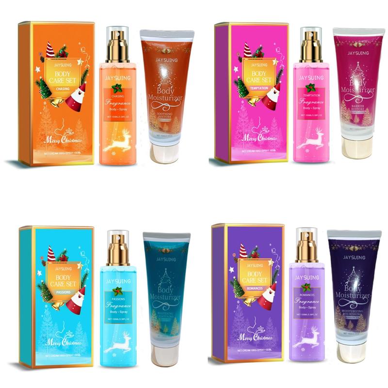 Christmas Themed Body Care Set, 1 Box Long Lasting Fragrance Body Lotion & Body Spray, Body Care Set for Women & Men