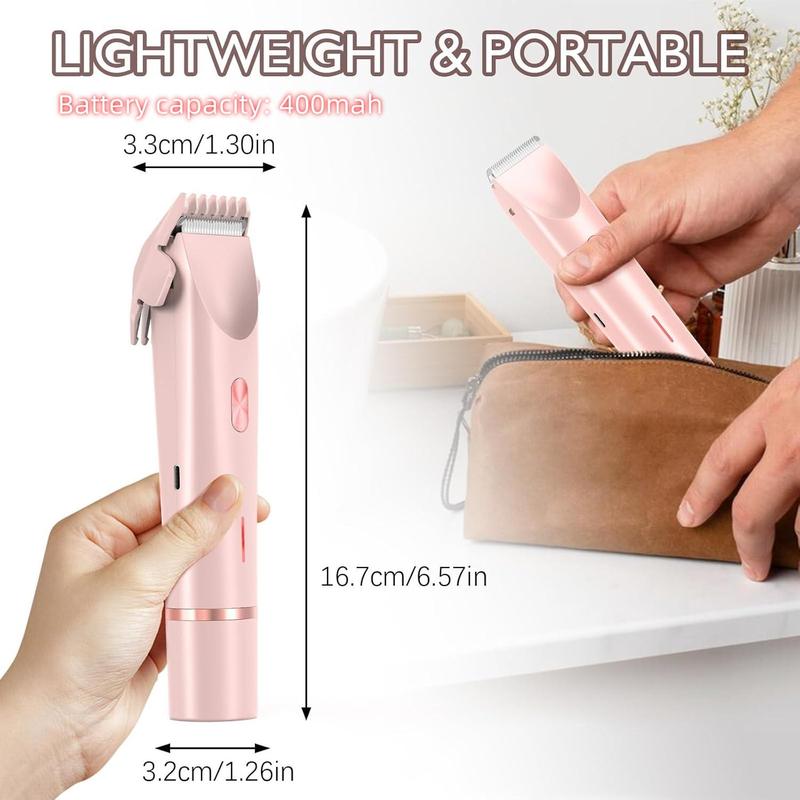 2 in 1 Electric Painless Hair Removal Razor, Hair Removal Tool, 1 Box Waterproof Body Hair Remover for Face & Lower Legs, Cordless Bikini Trimmer with Detachable Head, Christmas & Winter Gift