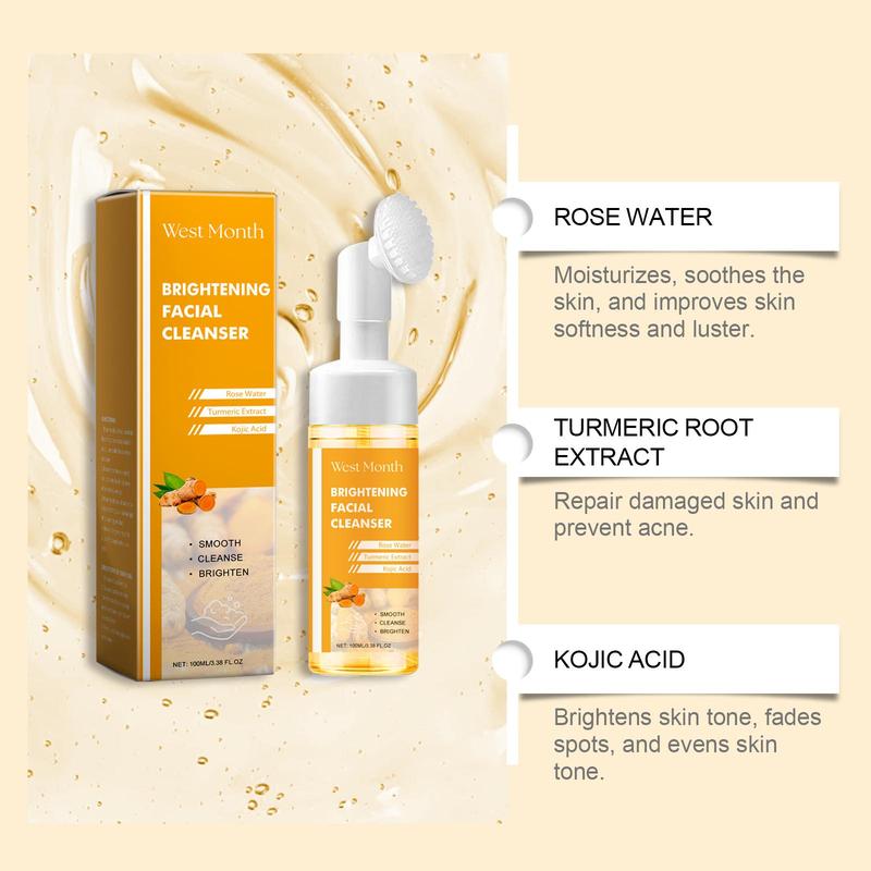 Moisturizing Turmeric Body & Facial Care Kit, 1 2 Counts Brightening Facial Cleanser & Body Lotion, Hydrating Body Care Product for Women & Men Daily Use