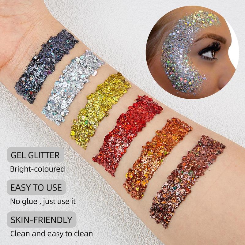 24 Color Body Makeup Glitter Gel, Long Lasting Shimmering Body Glitter Gel, Sparkling Makeup Products for Festival, Party, Cosmetic Gift for Girls & Women