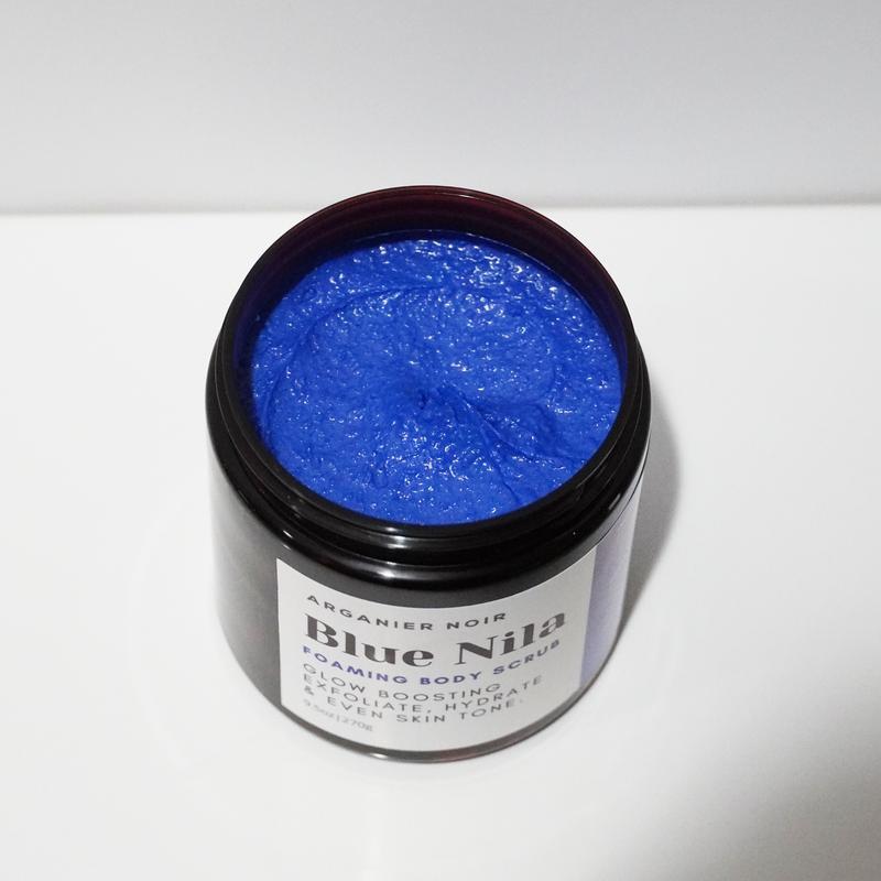 Blue Nila Scrub- Moroccan Nila scrub made with shea butter, almond oil and jojoba oil- Soften,Deep clean and Even skin tone.