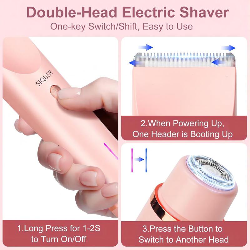 Electric Hair Trimmer Set, 1 Set Rechargeable 2 in 1 Waterproof Hair Trimmer & Accessories, Women's Electric Shaver Trimmer, Personal Care Appliances