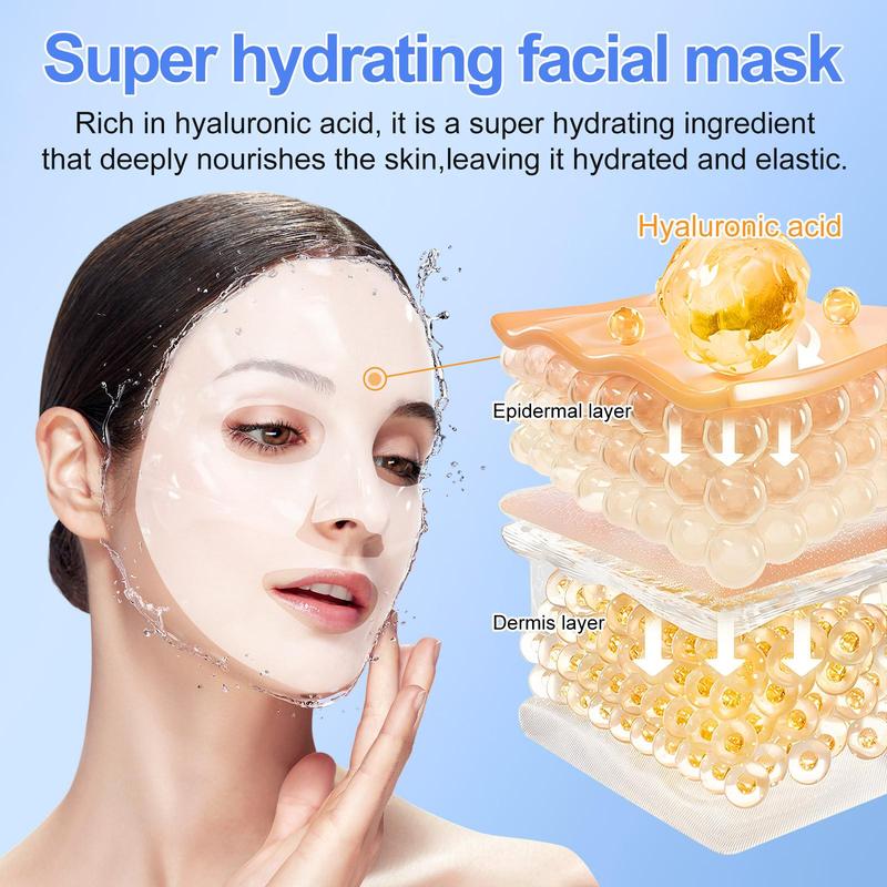 Collagen Facial Mask, 6 Counts box Moisturizing Bio Collagen Face Mask, Hydrating Overnight Hydrogel Mask, Suitable for All Skin Types