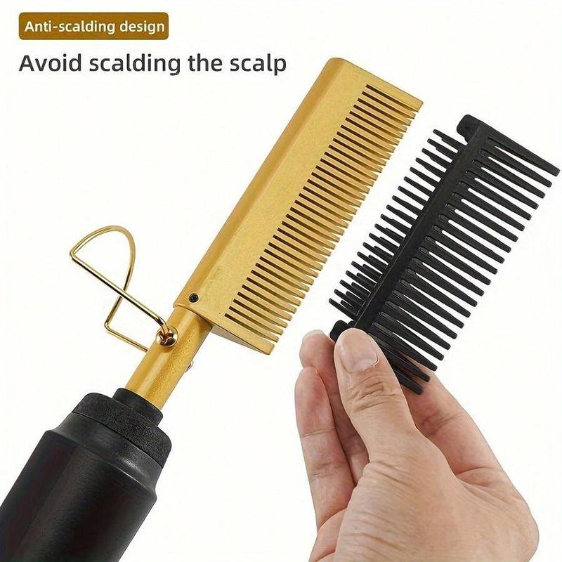 Electric Heated Hair Straightening Comb, Fast Heating Hair Straightener Brush, Anti-scalding Heated Hair Curling Straightening Tool for Home Salon Use