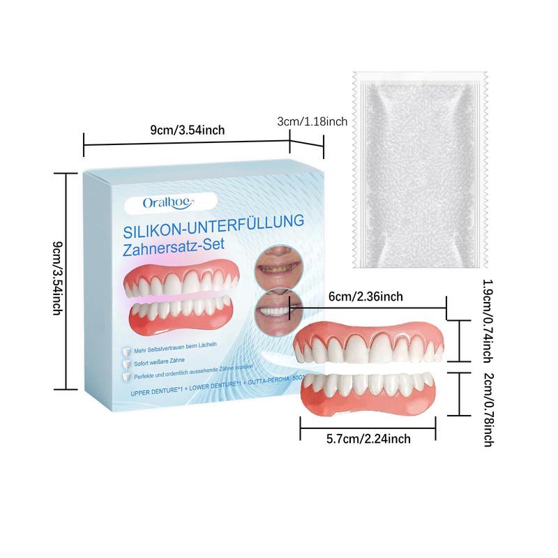 Temporary Denture Kit, 1 Box Denture Care Kit, Denture Kit for Women & Men, Daily Oral Care Product for Home & Travel