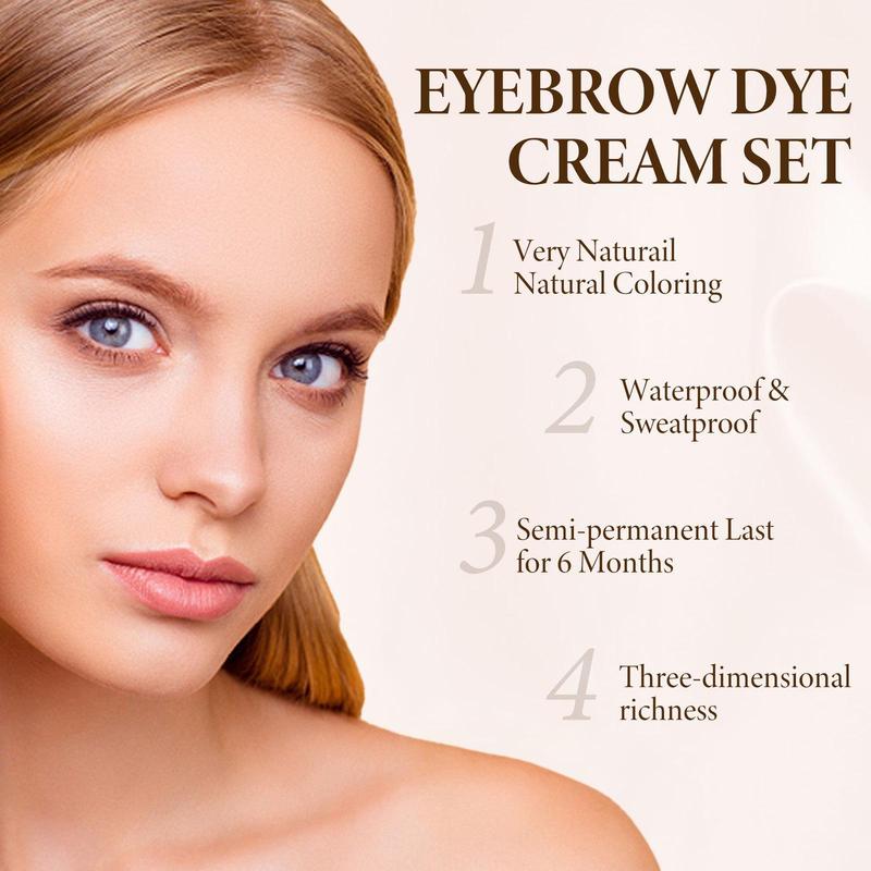 Semi-permanent Eyebrow Dye Kit, 1 Box Waterproof Natural Look Eyebrow Dying Set for Christmas Gift, Eyebrow Makeup Tool for Women & Girls