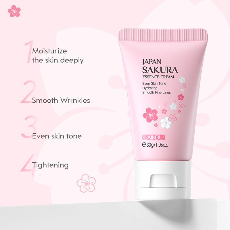 Sakura Skin Care Kit, Facial Cleanser & Cream & Eye Cream & Serum & Lip Mask & Mask & Primer & Peeling Mask & Towel & Brush & Gift Bag