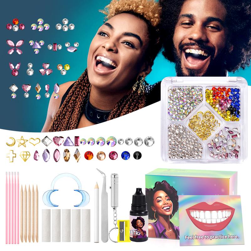 WATRZ Professional 320-Piece Colorful Tooth Gem Kits with Cross-Shaped and Unique Tooth Stickers, Polishing Drill Tools – Ideal for Smile Care and Holiday Gifts, Portable and Easy to Use,for Y2K