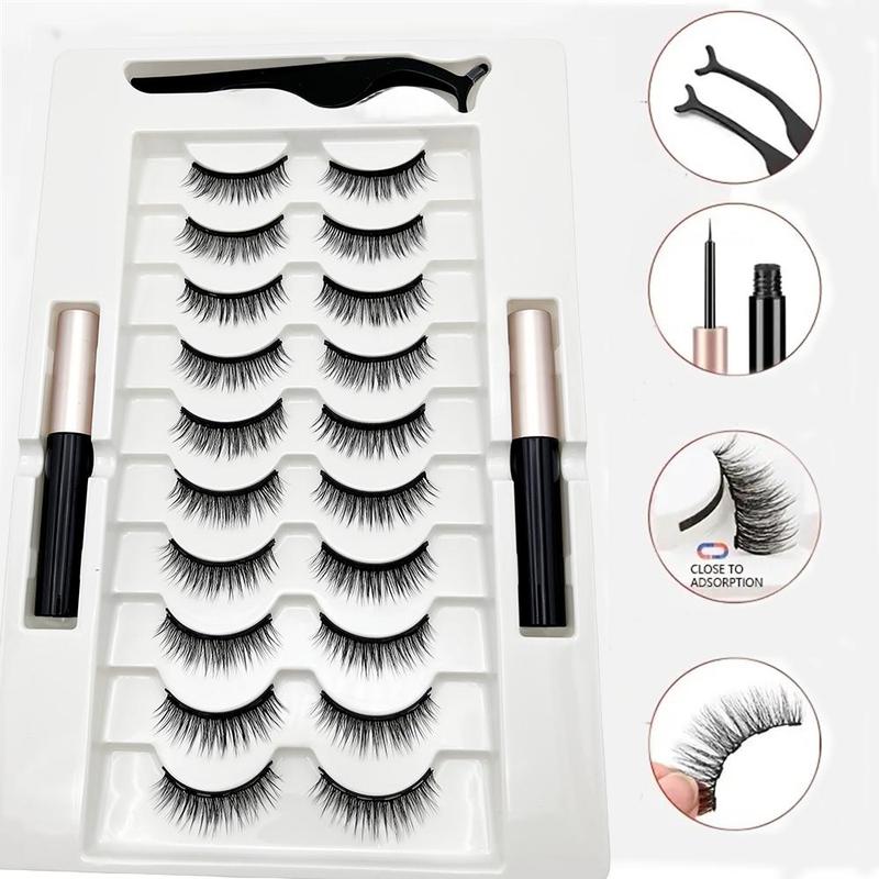 Magnetic Lashes & Magnetic Eyeliner Kit, 1 Set Natural False Eyelashes & Eyeliner Set, Eye Makeup Kit Suitable for All Occasion Makeup, Cosmetic Gift