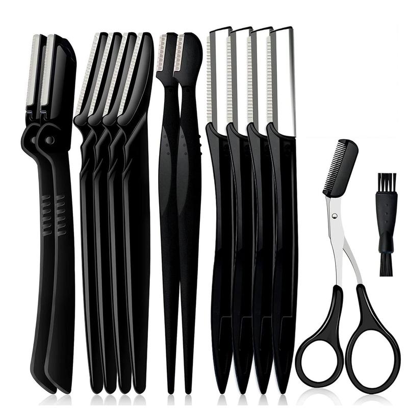 Eyebrow Trimmer Set, 14pcs set Multifunctional Eyebrow Shaver & Comb & Brush Set, Facial Hair Removal Tool for Women