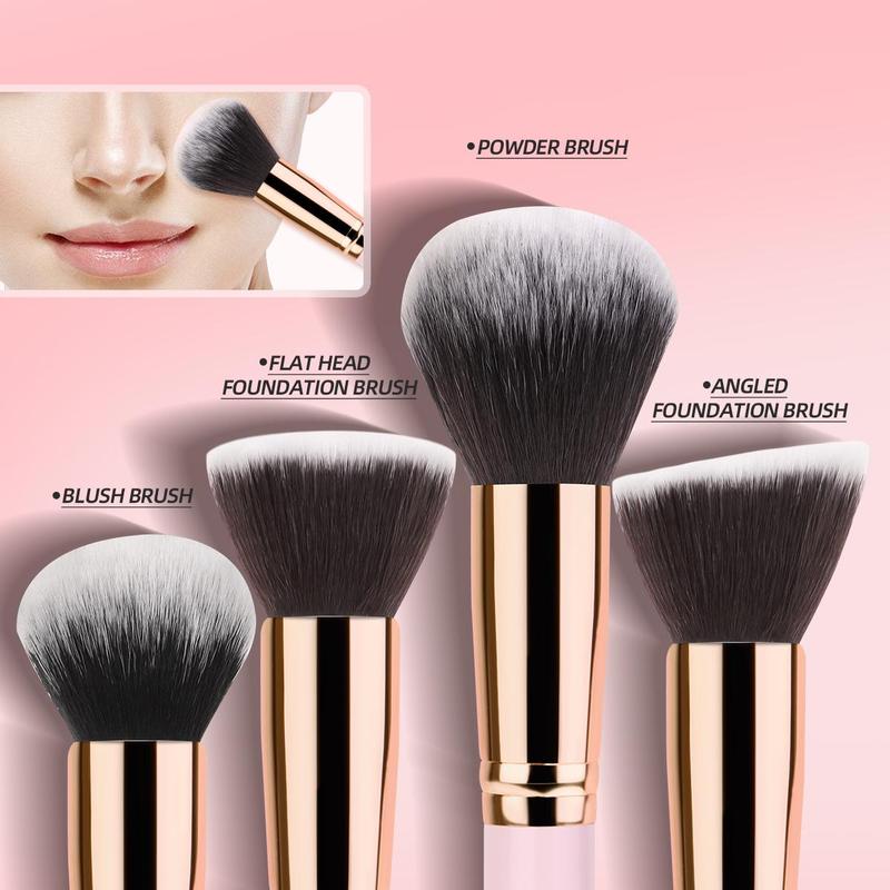 Makeup Tool Set, 1 Set Makeup Brush & Makeup Sponge & Powder Puff & Cleaning Sponge & Headband & Eyelash Curler & Tweezers & Makeup Bag, Makeup Accessories