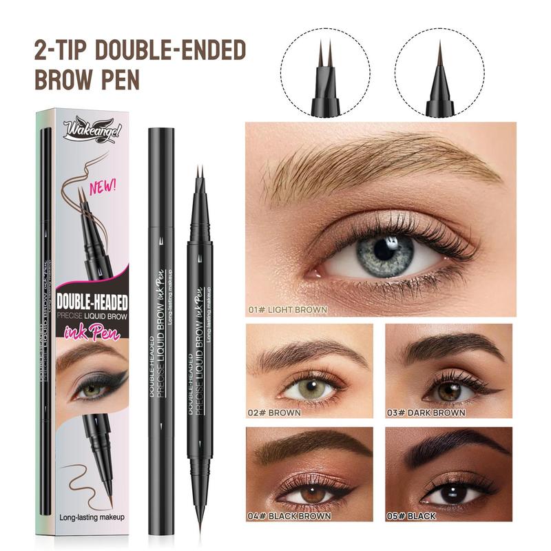 Curved Eyebrow Pen - Eyebrow Pencil Magical 2-in-1 Dual-Ended Eye Brow Pencils for Women with Fork-Tip & Precise Brush-Tip Create Natural Hair-Like Brows, Last All-Day