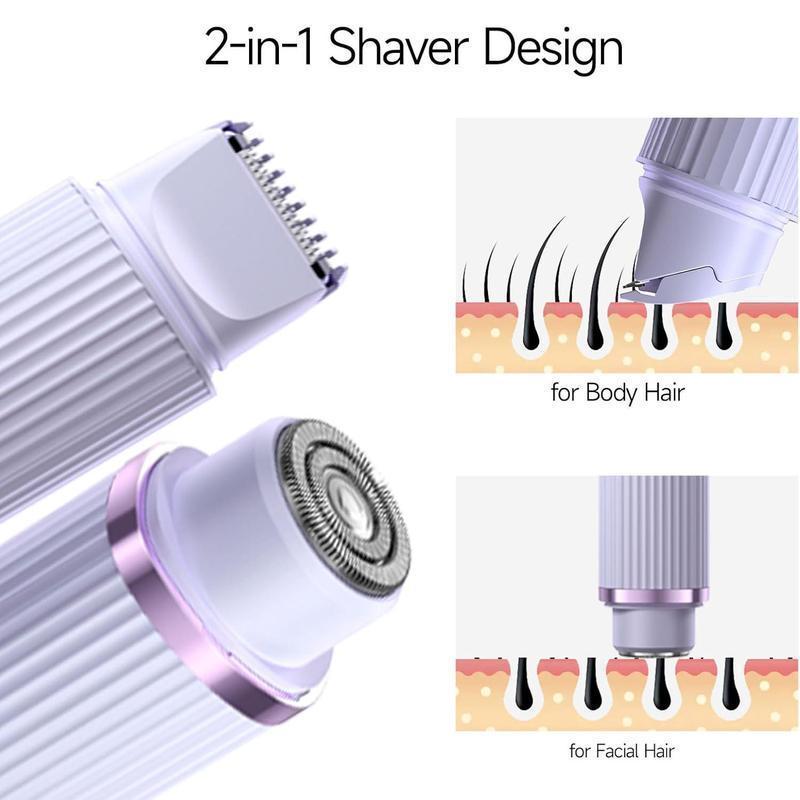 2 in 1 Electric Shaver for Women, 1 Box Rechargeable Face Hair Trimmer for Women, Bikini Trimmer, Waterproof Hair Removal Tool for Body, Face, Legs