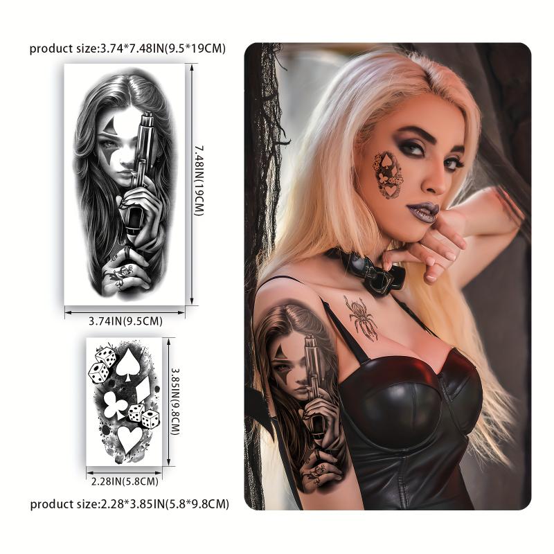 Realistic Chicano & Guadalupe Gangster Temporary Tattoos - Waterproof, Long-Lasting Fake Tattoo Stickers for Men & Women, Perfect for Day of the Dead Fashion personality tattoo stickers