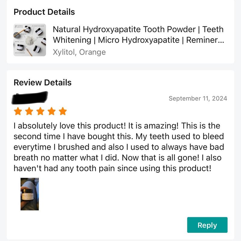 Natural Hydroxyapatite Tooth Powder | Teeth Whitening | Micro Hydroxyapatite | Remineralizing | Gentle | Toothpaste Alternative | Natural Toothpate Oral Toothbrush