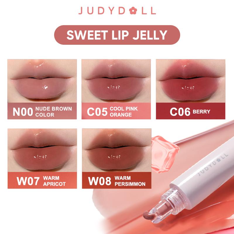 Judydoll Sweety Lip Jelly, Liquid Lipstick, Cute Lip Gloss, Moisturizing Lip, Lightens Lip Lines, Nourishing Lip Care Oil Cosmetics For Dry Lips, Liquid Lip Balm, Plump Lips, Natural Look, Beauty Makeup For Women Glossy Holiday Gift