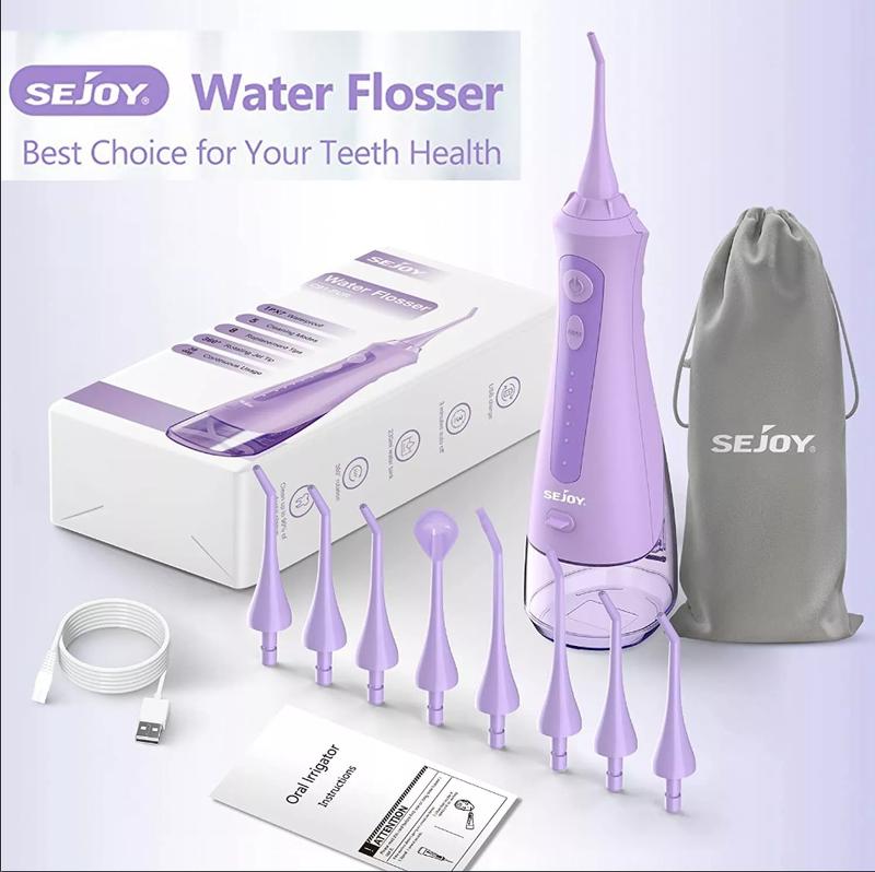 Sejoy Water Flosser for Teeth Cleaning - Cordless Oral Irrigator,  5 Cleaning Modes 8 Nozzles, IPX7 Waterproof Cleansing Portable Rechargeable water  flosser