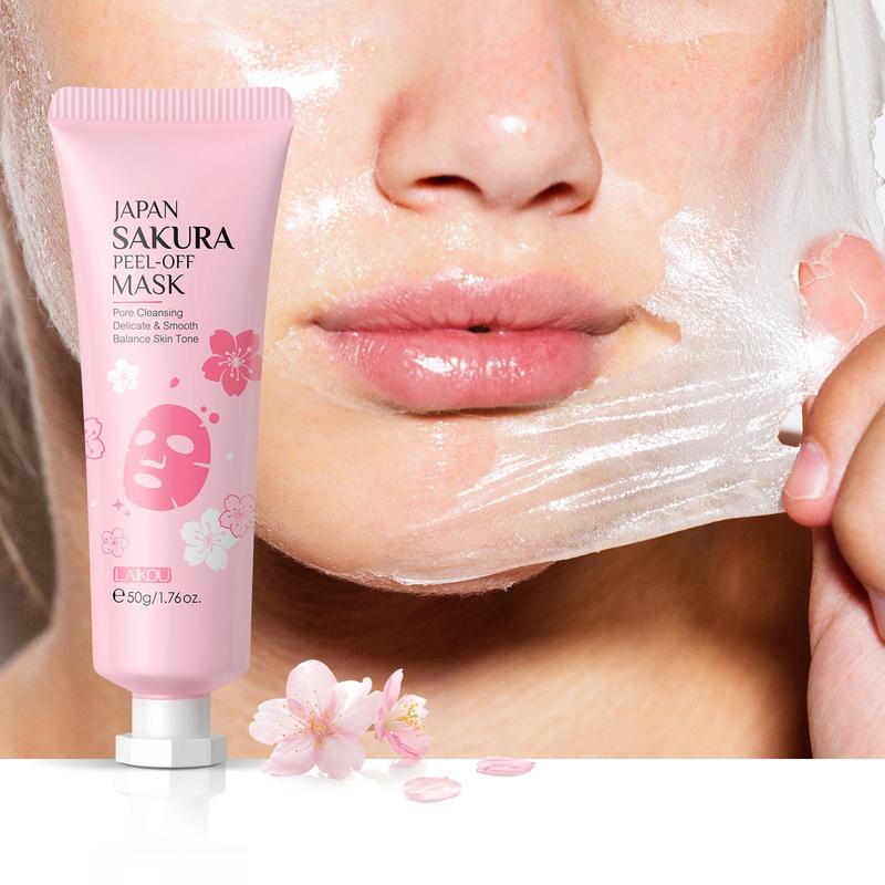 Sakura Skin Care Kit, Facial Cleanser & Cream & Eye Cream & Serum & Lip Mask & Mask & Primer & Peeling Mask & Towel & Brush & Gift Bag