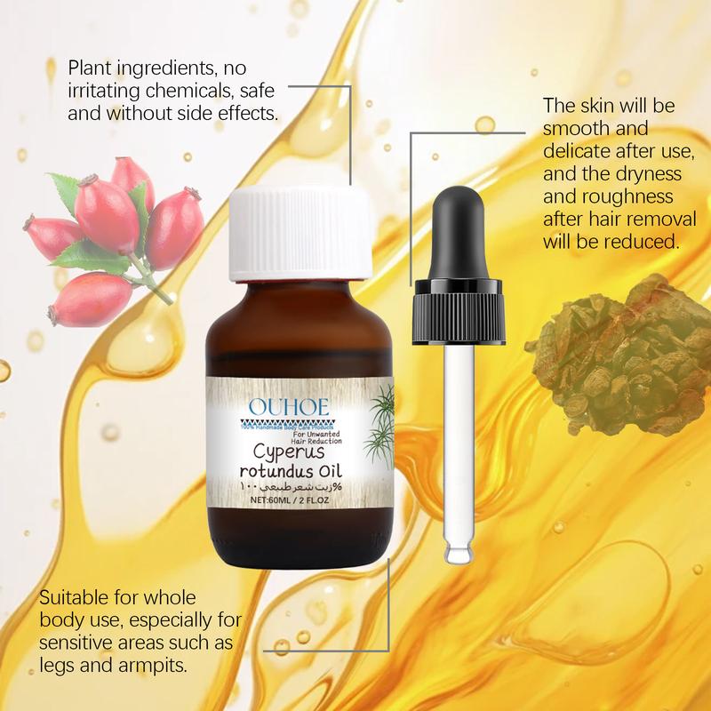 Cyperus Rotundus Oil with Dropper, Cyperus Rotundus Oil for Hair Removal, Reducing Body Hair Growth, Moisturize and Nourish for Skin